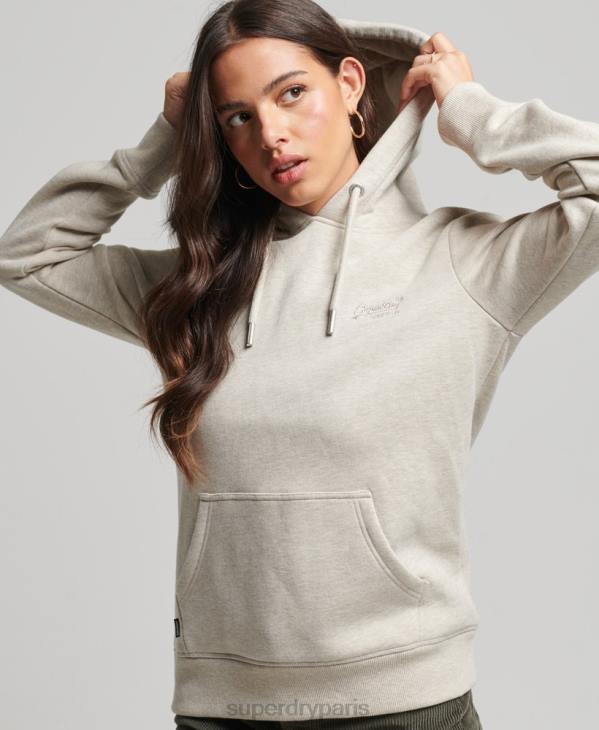Superdry femmes sweat à capuche à logo essentiel en coton biologique D64Z6151 vêtements crème
