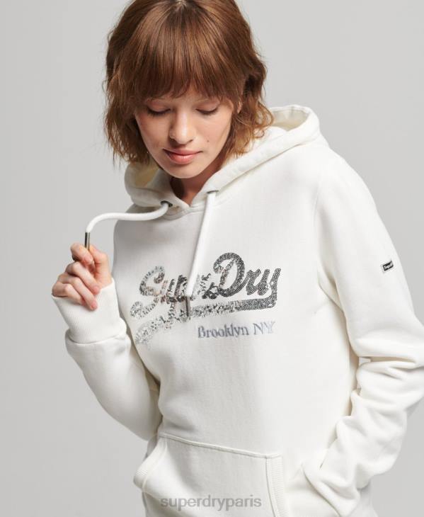 Superdry femmes sweat à capuche à logo graphique D64Z5945 vêtements crème