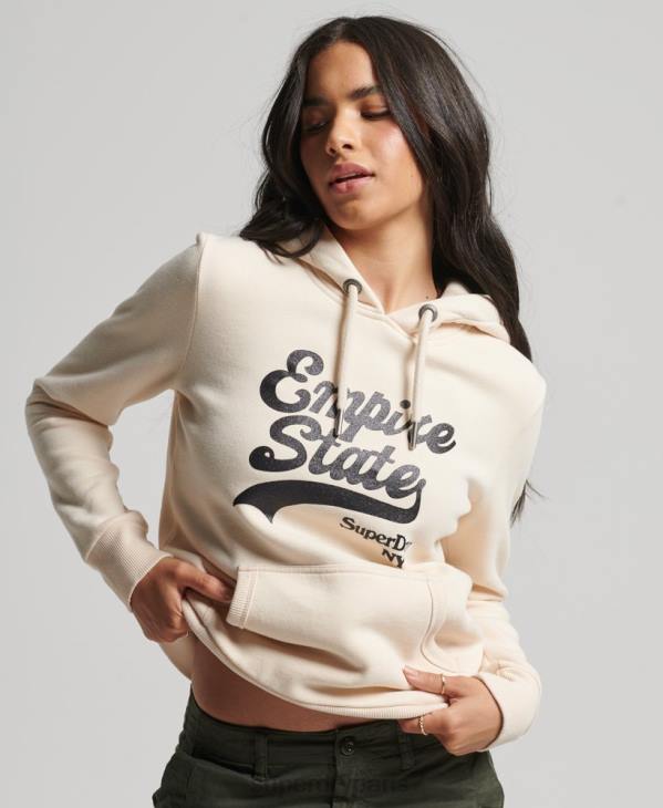 Superdry femmes sweat à capuche à logo graphique D64Z5949 vêtements crème