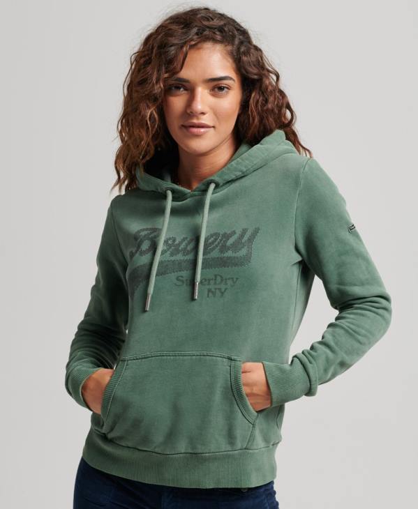 Superdry femmes sweat à capuche à logo graphique D64Z6074 vêtements vert