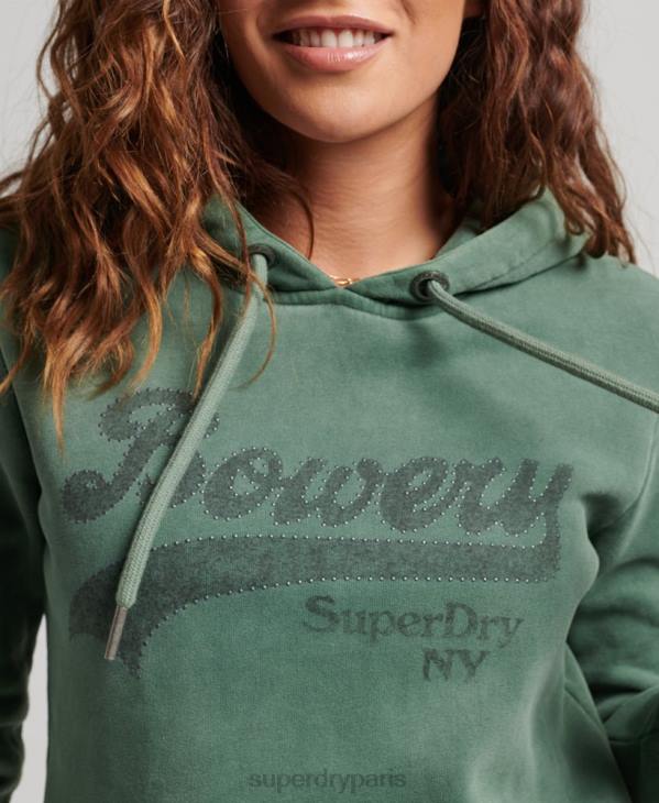 Superdry femmes sweat à capuche à logo graphique D64Z6074 vêtements vert