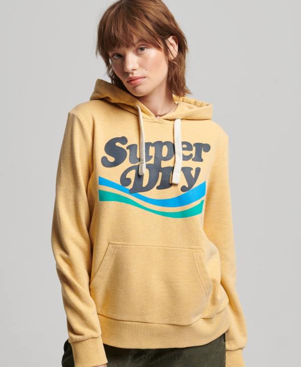 Superdry femmes sweat à capuche à logo graphique arc-en-ciel D64Z3454 vêtements jaune