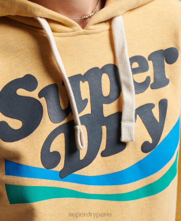 Superdry femmes sweat à capuche à logo graphique arc-en-ciel D64Z3454 vêtements jaune