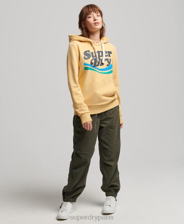 Superdry femmes sweat à capuche à logo graphique arc-en-ciel D64Z3454 vêtements jaune