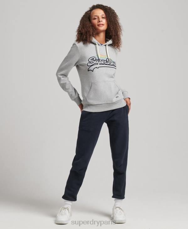 Superdry femmes sweat à capuche à logo graphique arc-en-ciel D64Z5892 vêtements gris