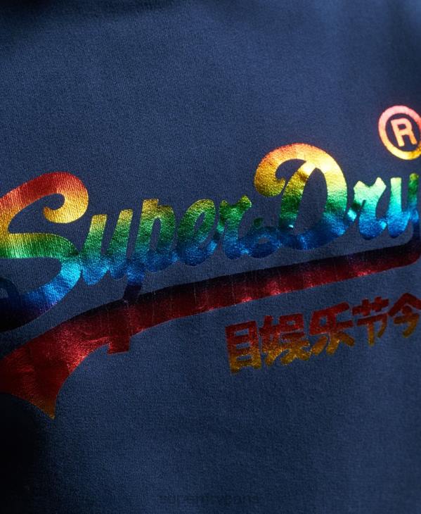 Superdry femmes sweat à capuche à logo graphique arc-en-ciel D64Z6029 vêtements marine