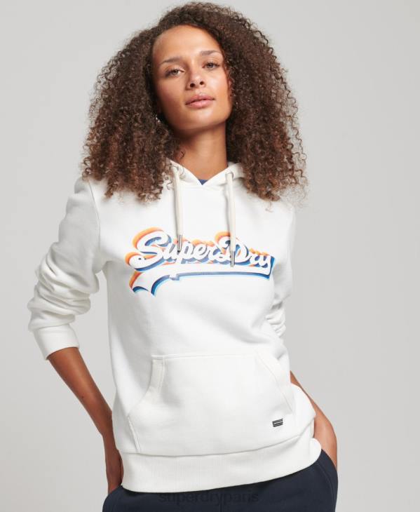 Superdry femmes sweat à capuche à logo graphique arc-en-ciel D64Z6030 vêtements blanc