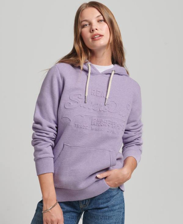 Superdry femmes sweat à capuche à logo graphique embossé D64Z5777 vêtements violet