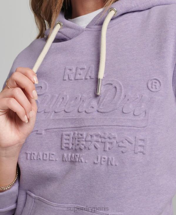Superdry femmes sweat à capuche à logo graphique embossé D64Z5777 vêtements violet