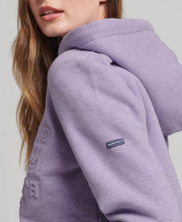 Superdry femmes sweat à capuche à logo graphique embossé D64Z5777 vêtements violet