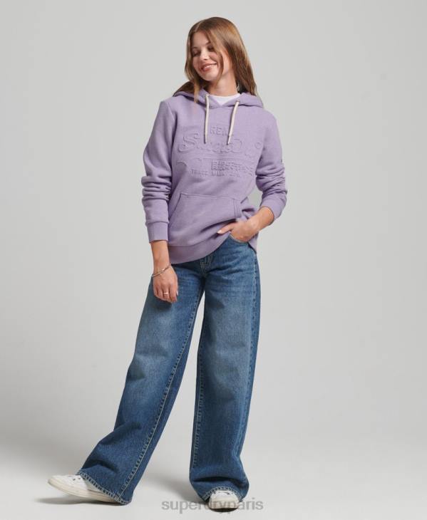 Superdry femmes sweat à capuche à logo graphique embossé D64Z5777 vêtements violet