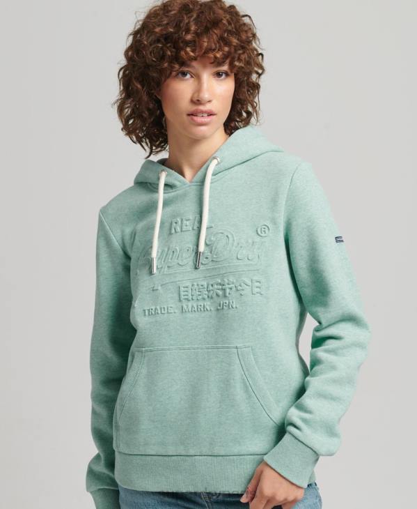 Superdry femmes sweat à capuche à logo graphique embossé D64Z5952 vêtements turquoise