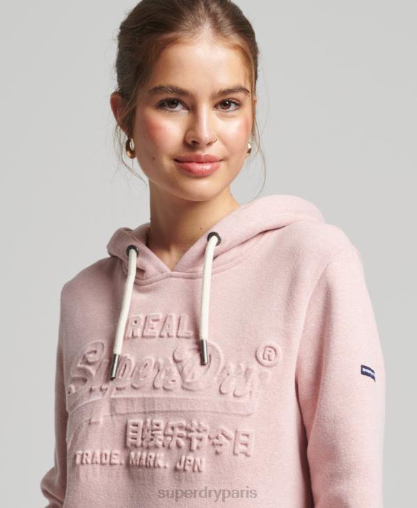 Superdry femmes sweat à capuche à logo graphique embossé D64Z6121 vêtements rose