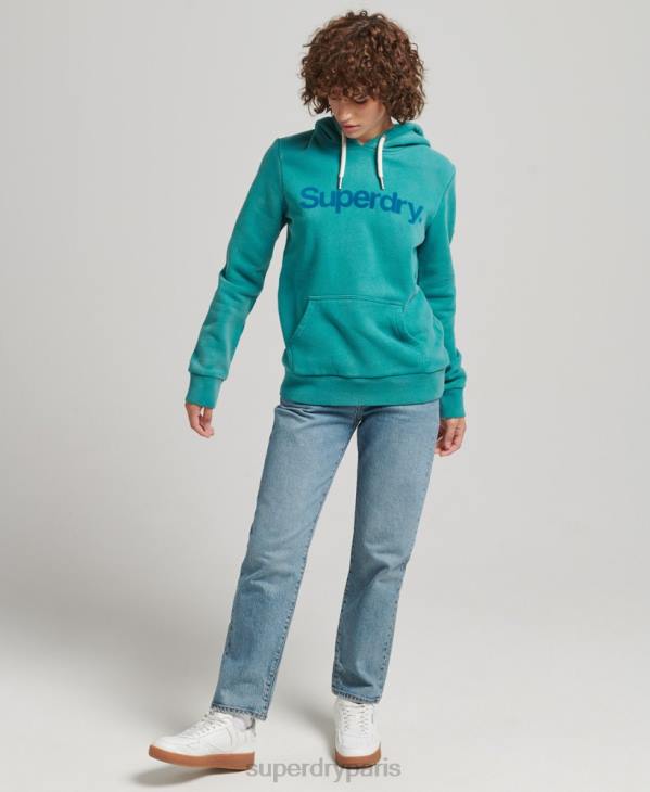 Superdry femmes sweat à capuche à logo imprimé D64Z6073 vêtements bleu