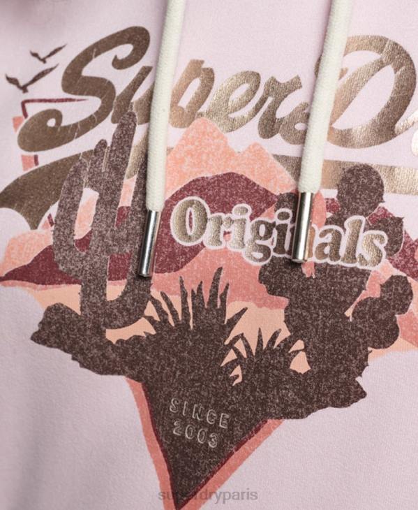 Superdry femmes sweat à capuche à logo vintage D64Z2219 vêtements rose