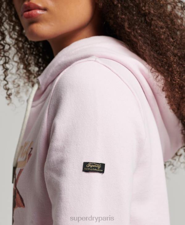 Superdry femmes sweat à capuche à logo vintage D64Z3292 vêtements rose