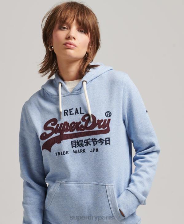 Superdry femmes sweat à capuche à logo vintage D64Z3397 vêtements bleu clair
