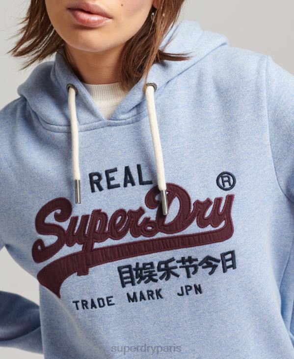Superdry femmes sweat à capuche à logo vintage D64Z3397 vêtements bleu clair