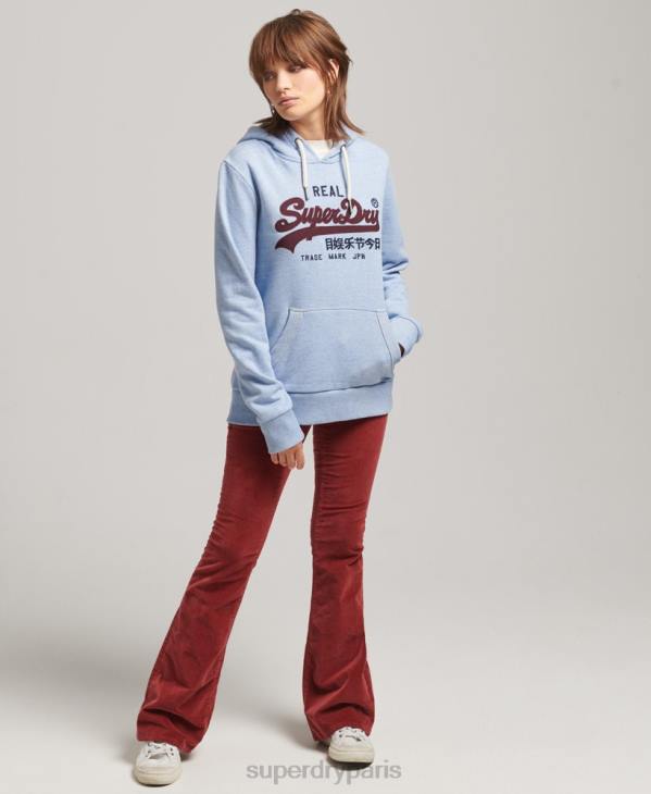 Superdry femmes sweat à capuche à logo vintage D64Z3397 vêtements bleu clair