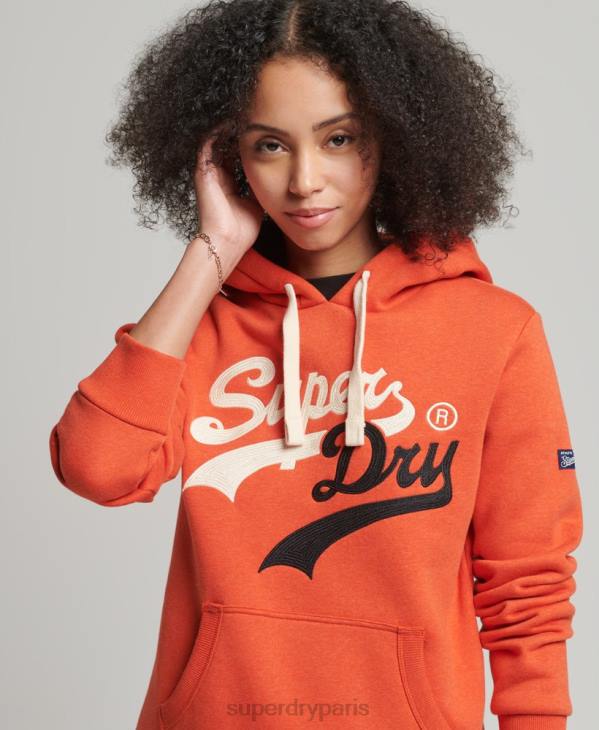 Superdry femmes sweat à capuche à logo vintage D64Z3502 vêtements orange