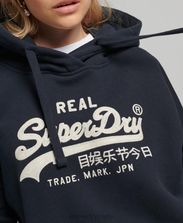 Superdry femmes sweat à capuche à logo vintage D64Z5864 vêtements marine
