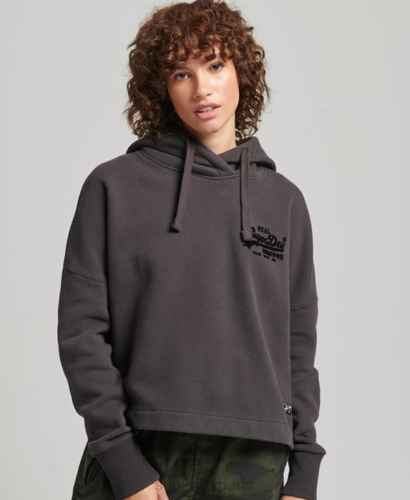 Superdry femmes sweat à capuche à logo vintage D64Z6067 vêtements brun
