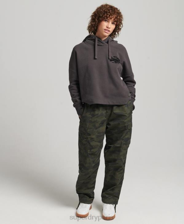 Superdry femmes sweat à capuche à logo vintage D64Z6067 vêtements brun