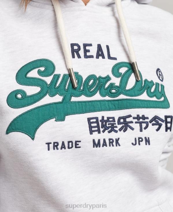 Superdry femmes sweat à capuche à logo vintage D64Z6152 vêtements gris clair