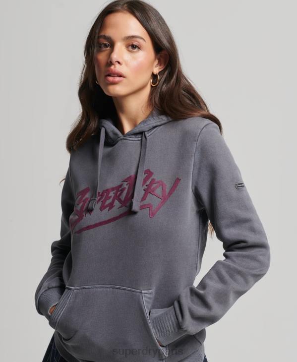 Superdry femmes sweat à capuche marque indie D64Z3337 vêtements gris foncé