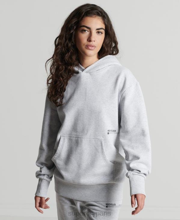 Superdry femmes sweat à capuche mi-long recyclé D64Z5834 vêtements gris clair