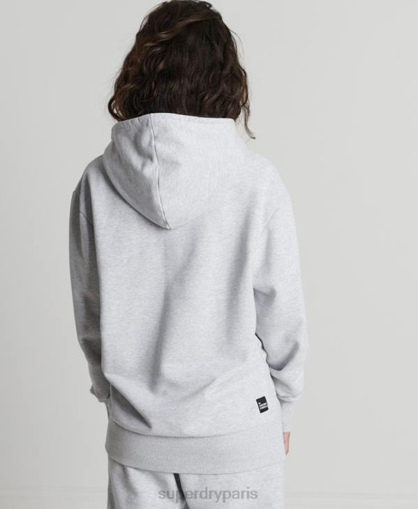 Superdry femmes sweat à capuche mi-long recyclé D64Z5834 vêtements gris clair