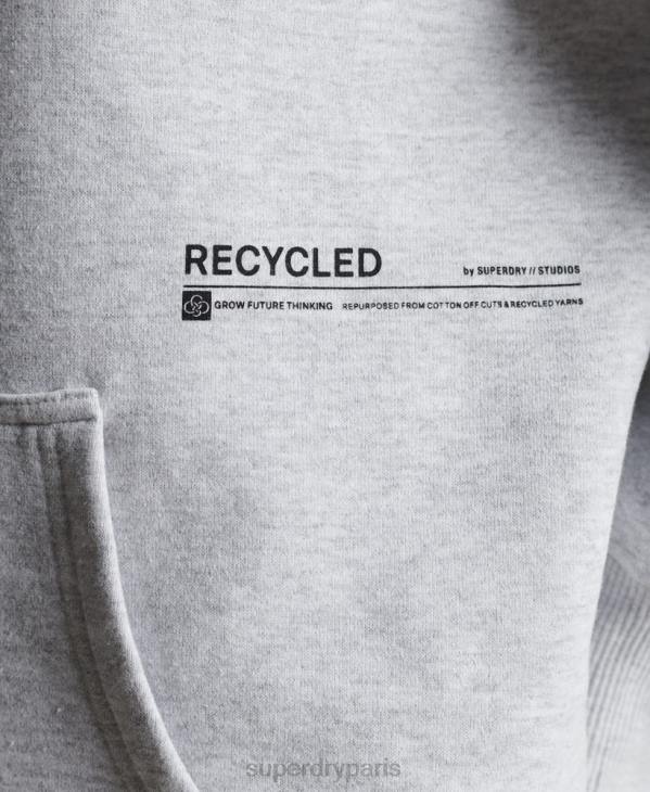 Superdry femmes sweat à capuche mi-long recyclé D64Z5834 vêtements gris clair