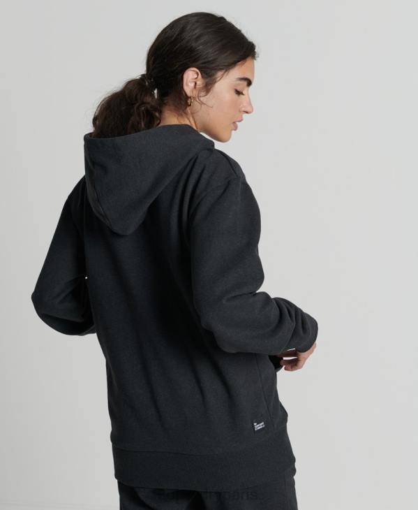 Superdry femmes sweat à capuche mi-long recyclé D64Z5973 vêtements noir