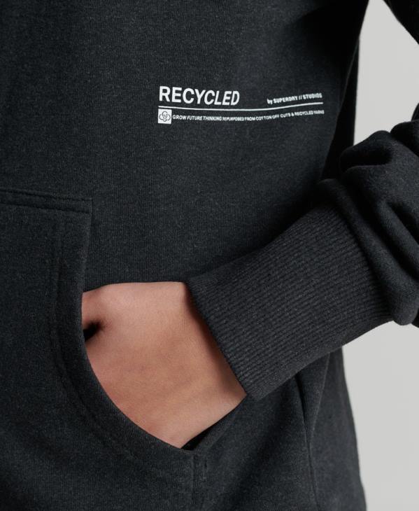 Superdry femmes sweat à capuche mi-long recyclé D64Z5973 vêtements noir