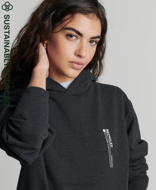 Superdry femmes sweat à capuche micro recyclé D64Z5974 vêtements noir