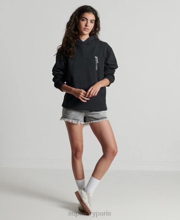 Superdry femmes sweat à capuche micro recyclé D64Z5974 vêtements noir
