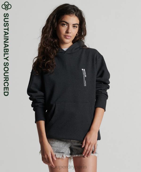 Superdry femmes sweat à capuche micro recyclé D64Z5974 vêtements noir