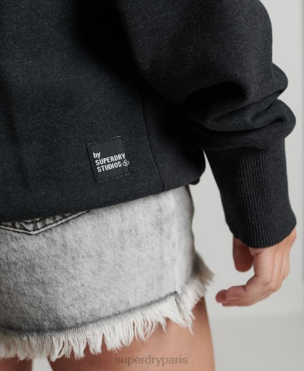 Superdry femmes sweat à capuche micro recyclé D64Z5974 vêtements noir