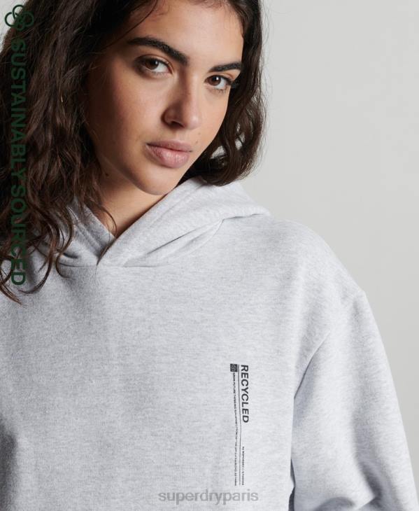 Superdry femmes sweat à capuche micro recyclé D64Z6064 vêtements gris clair