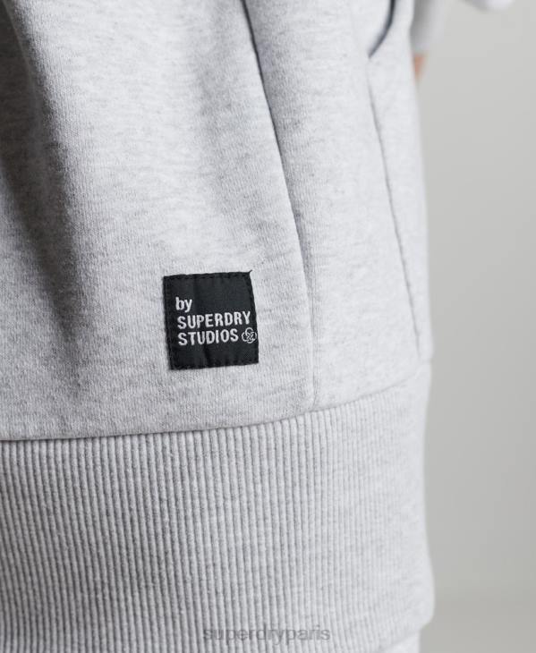 Superdry femmes sweat à capuche micro recyclé D64Z6064 vêtements gris clair