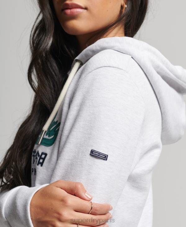 Superdry femmes sweat à capuche non brossé Heritage à logo vintage D64Z3409 vêtements gris clair