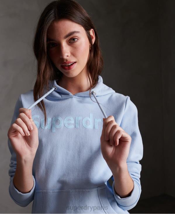 Superdry femmes sweat à capuche non brossé avec flocage enregistré D64Z3508 vêtements bleu