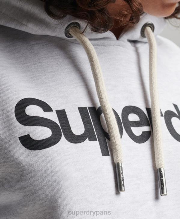 Superdry femmes sweat à capuche non brossé à logo core D64Z3481 vêtements gris clair