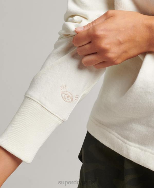 Superdry femmes sweat à capuche nostalgia patch D64Z5819 vêtements blanc