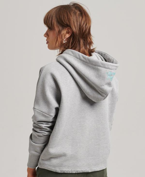 Superdry femmes sweat à capuche nostalgia patch D64Z5986 vêtements gris