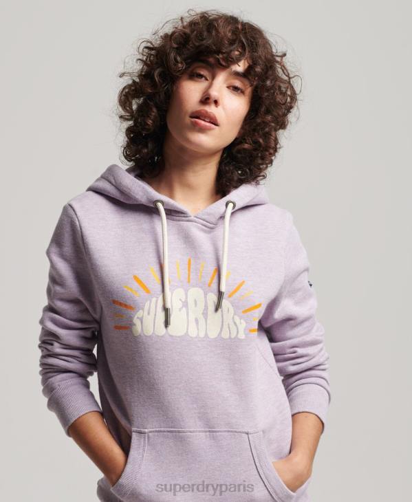 Superdry femmes sweat à capuche nostalgie vintage D64Z2235 vêtements violet