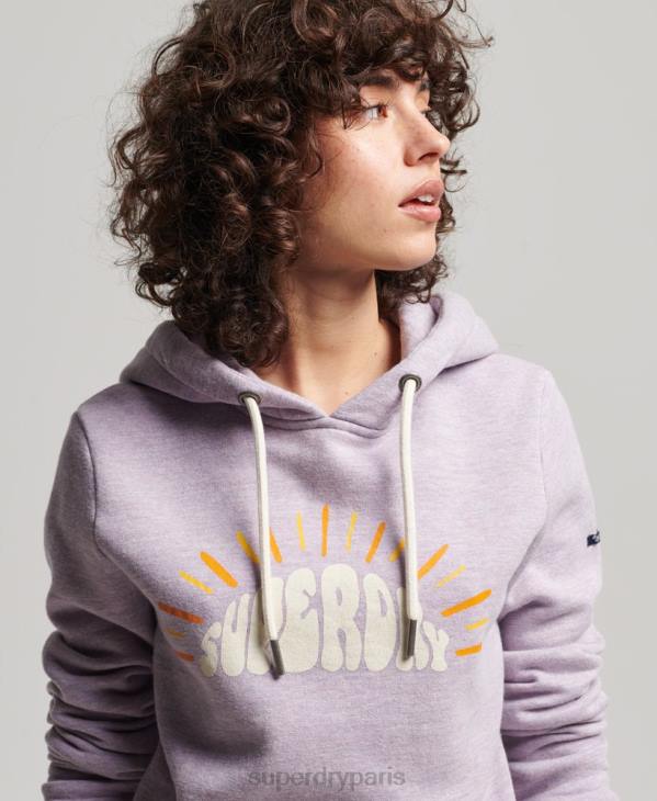 Superdry femmes sweat à capuche nostalgie vintage D64Z2235 vêtements violet