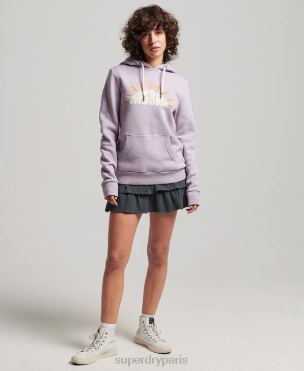 Superdry femmes sweat à capuche nostalgie vintage D64Z2235 vêtements violet