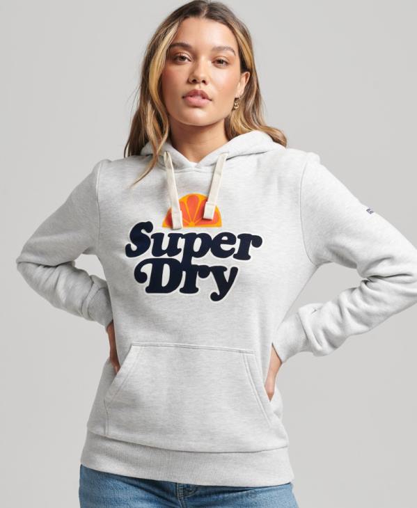 Superdry femmes sweat à capuche nostalgie vintage cooper D64Z5770 vêtements gris clair