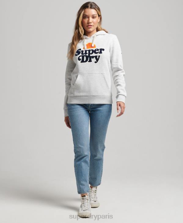 Superdry femmes sweat à capuche nostalgie vintage cooper D64Z5770 vêtements gris clair